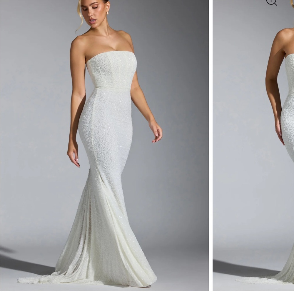 NEW Oh Polly embellished white corset gown - Picture 3 of 12